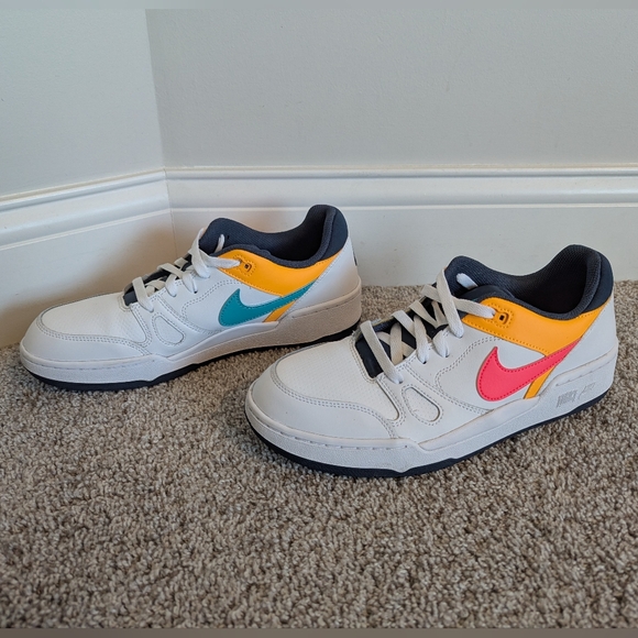 Nike Full Force Low Leather Sneakers - White, Pink, Blue 90s Neon sz 9 - Picture 3 of 8
